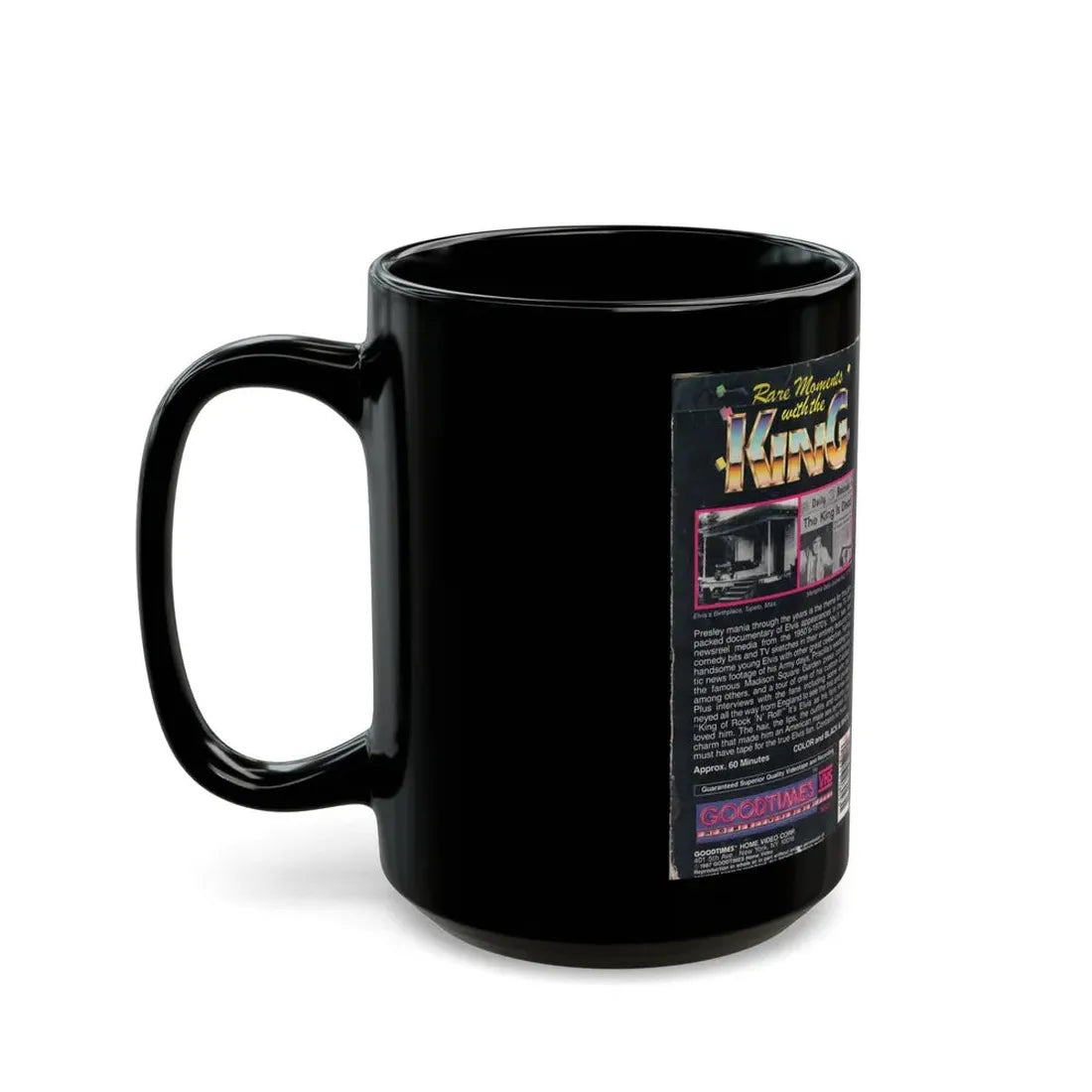 RARE MOMENTS WITH THE KING ELVIS PRESLEY (VHS COVER) - Black Coffee Mug - Go Mug Yourself