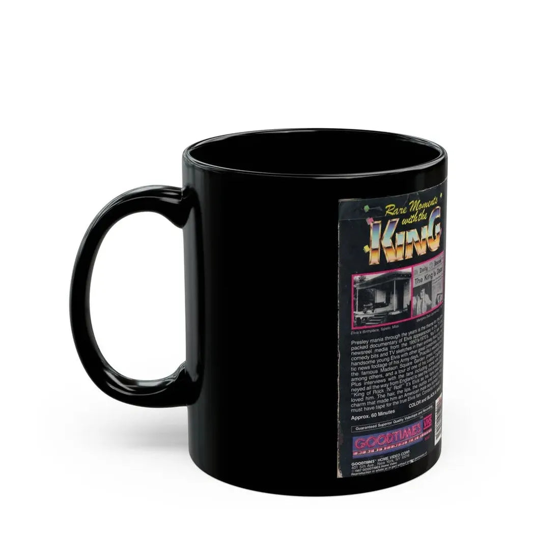 RARE MOMENTS WITH THE KING ELVIS PRESLEY (VHS COVER) - Black Coffee Mug - Go Mug Yourself