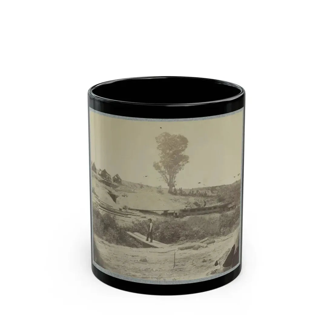 Rear View Of The 13-Inch Mortar Dictator In The Works Of Petersburg, Va. September 1, 1864 (U.S. Civil War) Black Coffee Mug 11oz - Go Mug Yourself