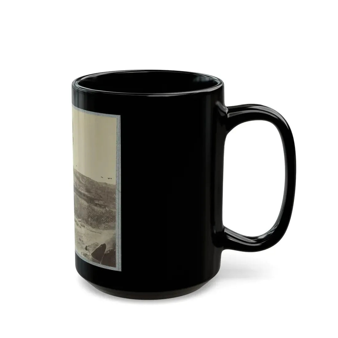 Rear View Of The 13-Inch Mortar Dictator In The Works Of Petersburg, Va. September 1, 1864 (U.S. Civil War) Black Coffee Mug - Go Mug Yourself