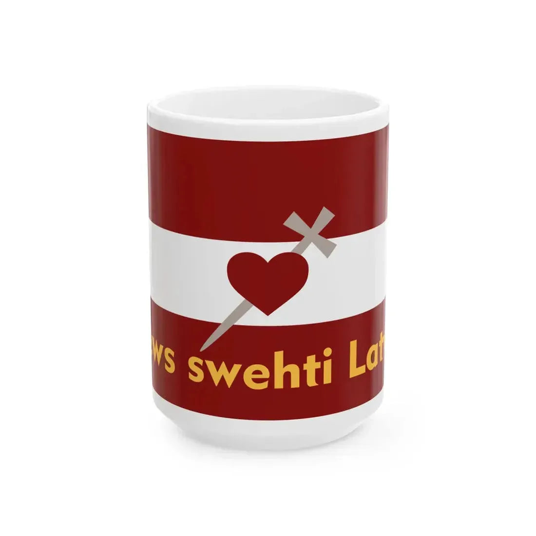 Reconstructed flag of the 5th Army Congress in Daugavpils (Latvia) White Coffee Mug 15oz - Go Mug Yourself