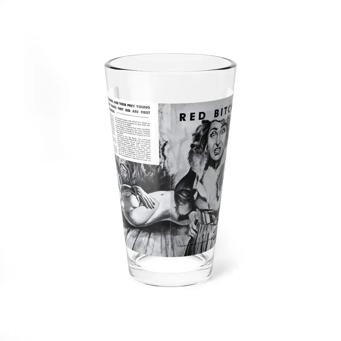 Red Bitch of Hungary, Peril magazine, June 1957 (Magazine Illustration) Pint Glass 16oz 16oz - Go Mug Yourself