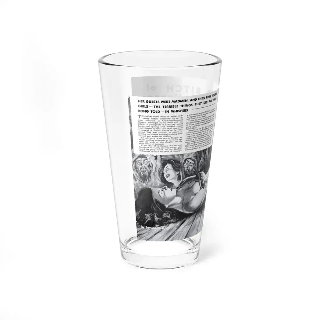 Red Bitch of Hungary, Peril magazine, June 1957 (Magazine Illustration) Pint Glass 16oz - Go Mug Yourself