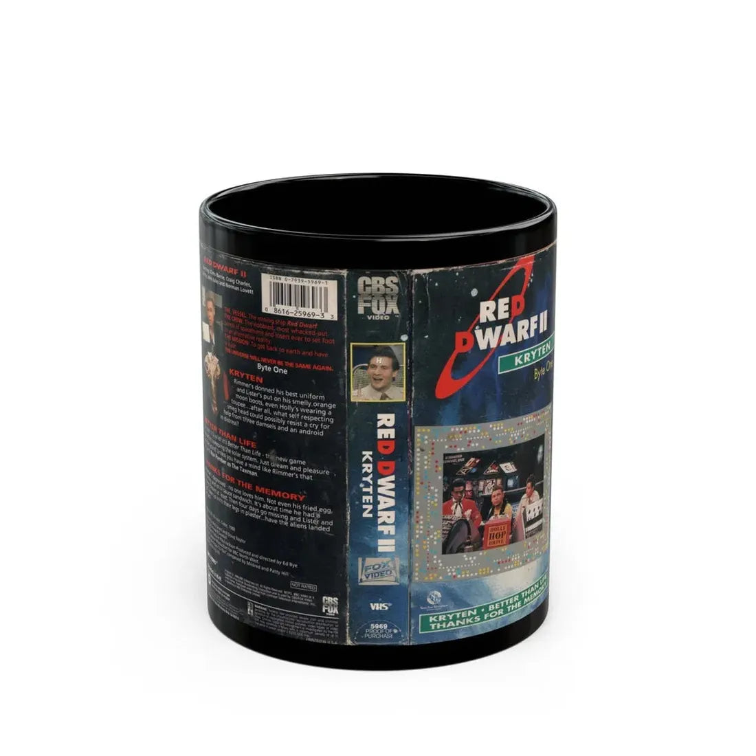 RED DWARF KRYTEN (VHS COVER) - Black Coffee Mug 11oz - Go Mug Yourself