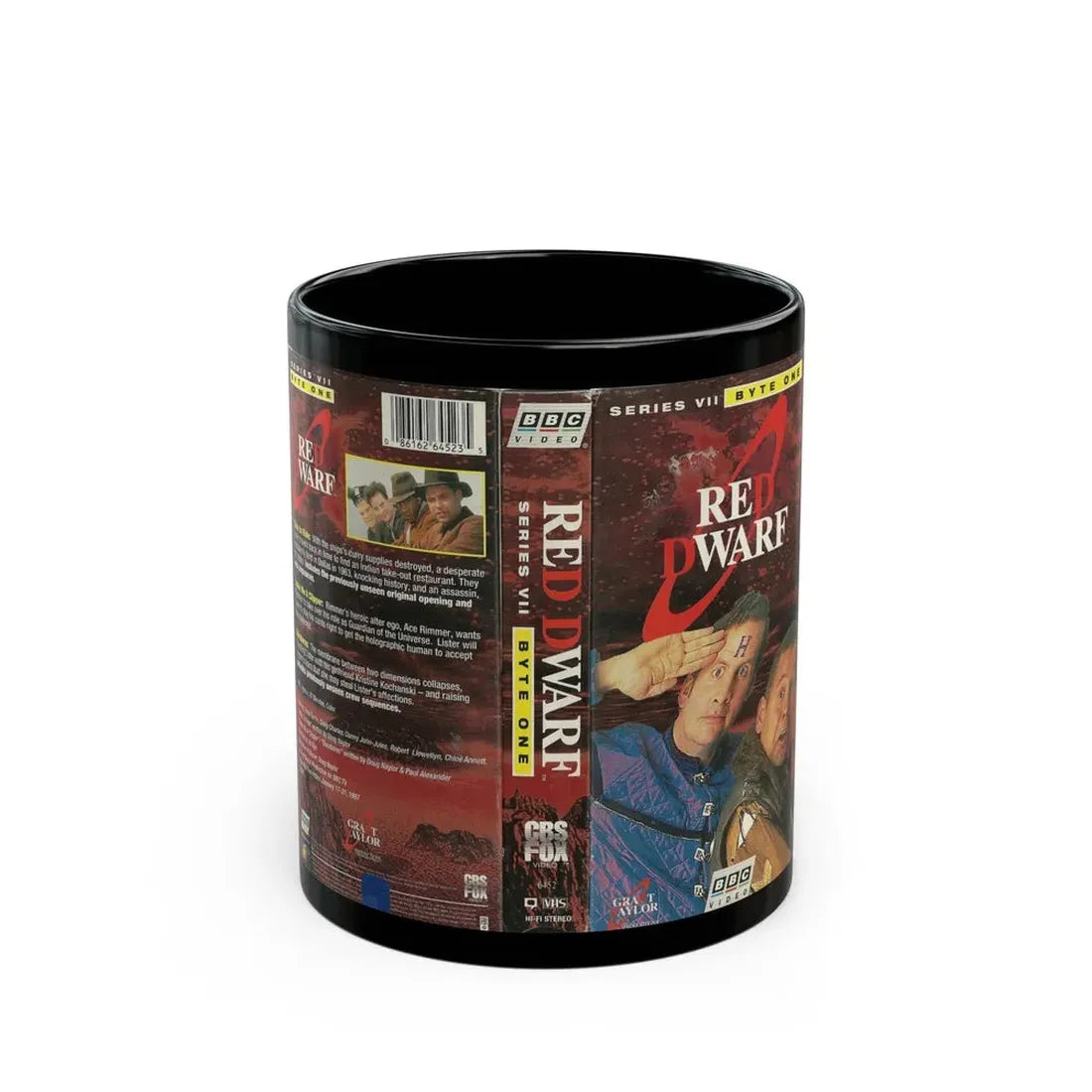 RED DWARF SERIES VII (VHS COVER) - Black Coffee Mug 11oz - Go Mug Yourself
