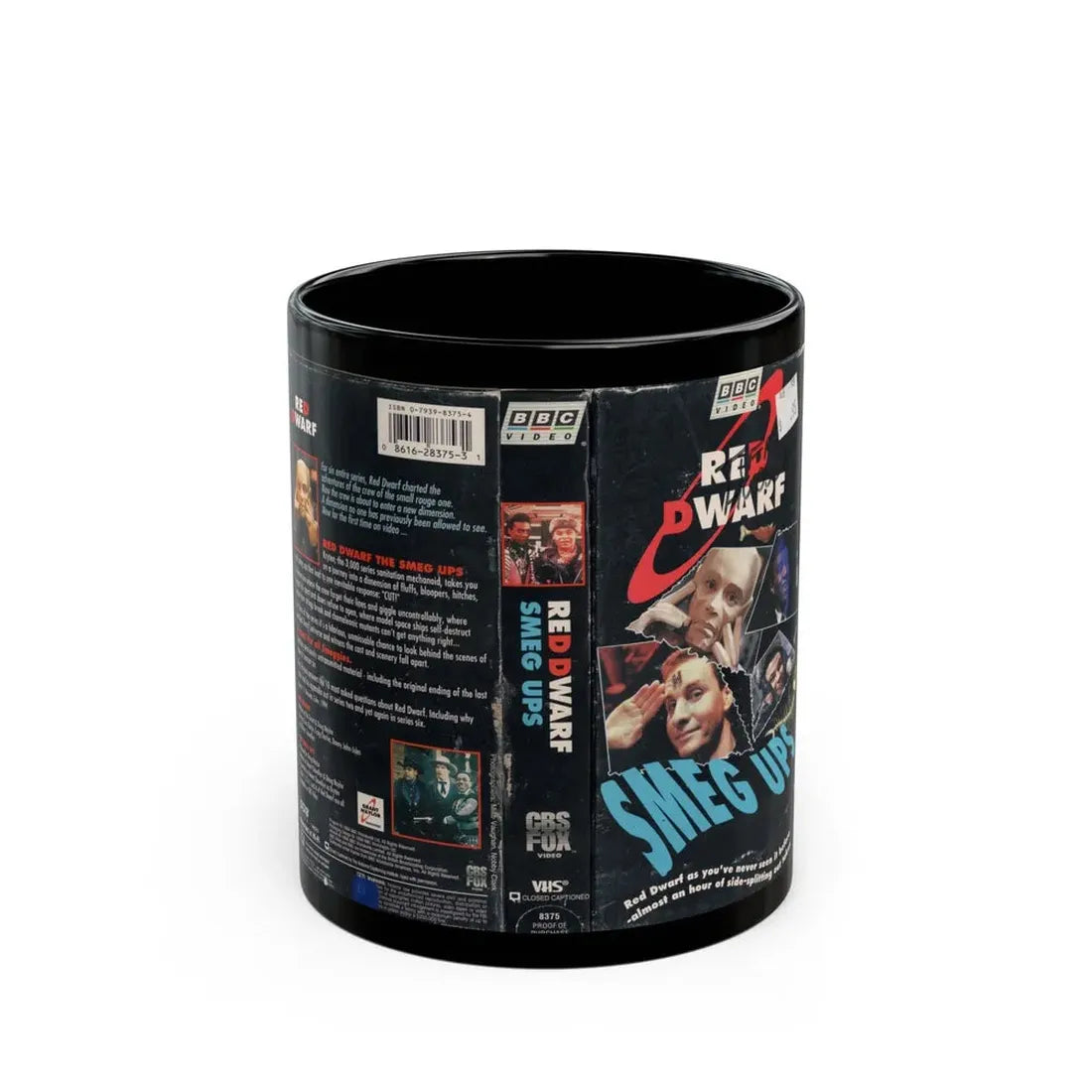 RED DWARF SMEG UPS (VHS COVER) - Black Coffee Mug 11oz - Go Mug Yourself