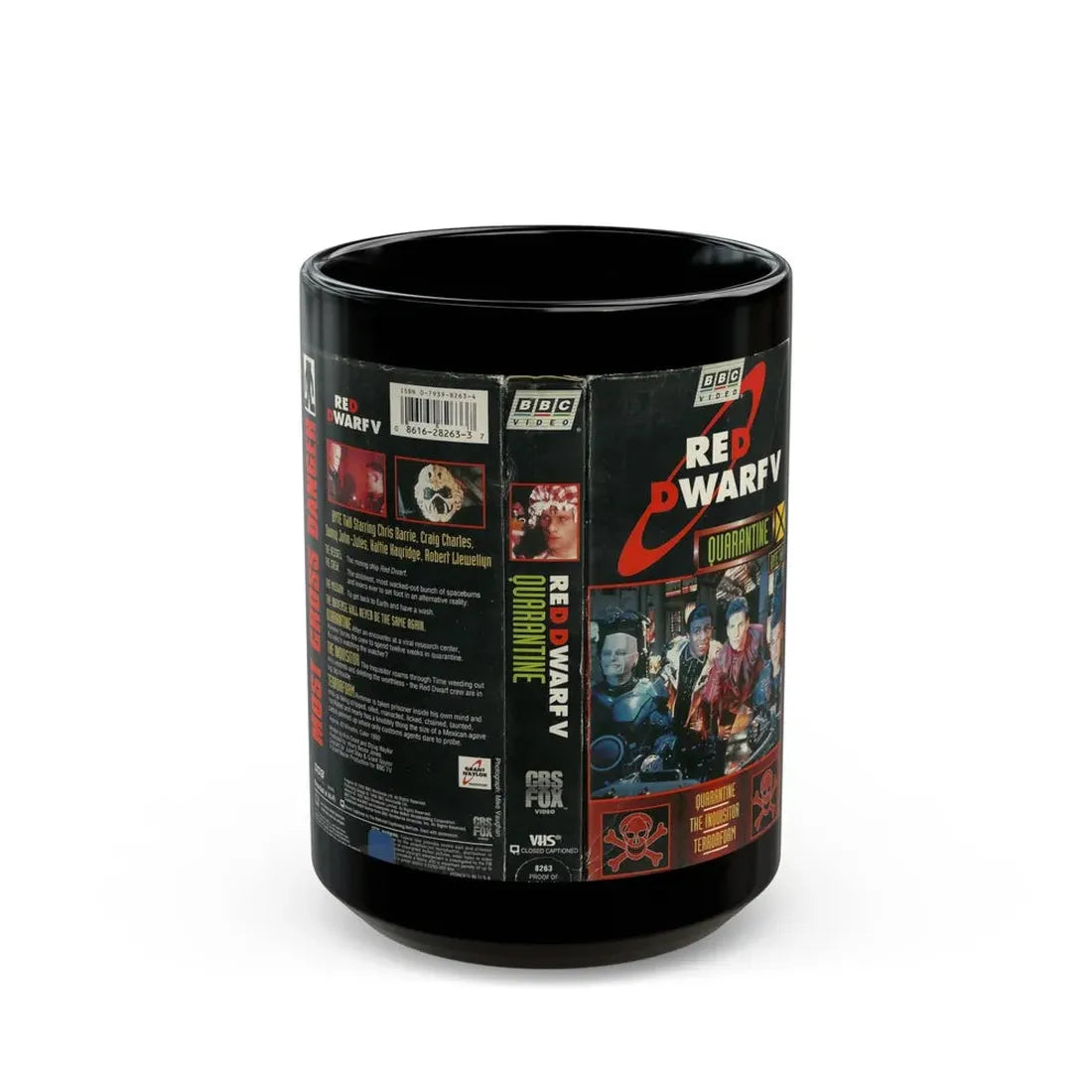 RED DWARF V QUARANTINE (VHS COVER) - Black Coffee Mug 15oz - Go Mug Yourself