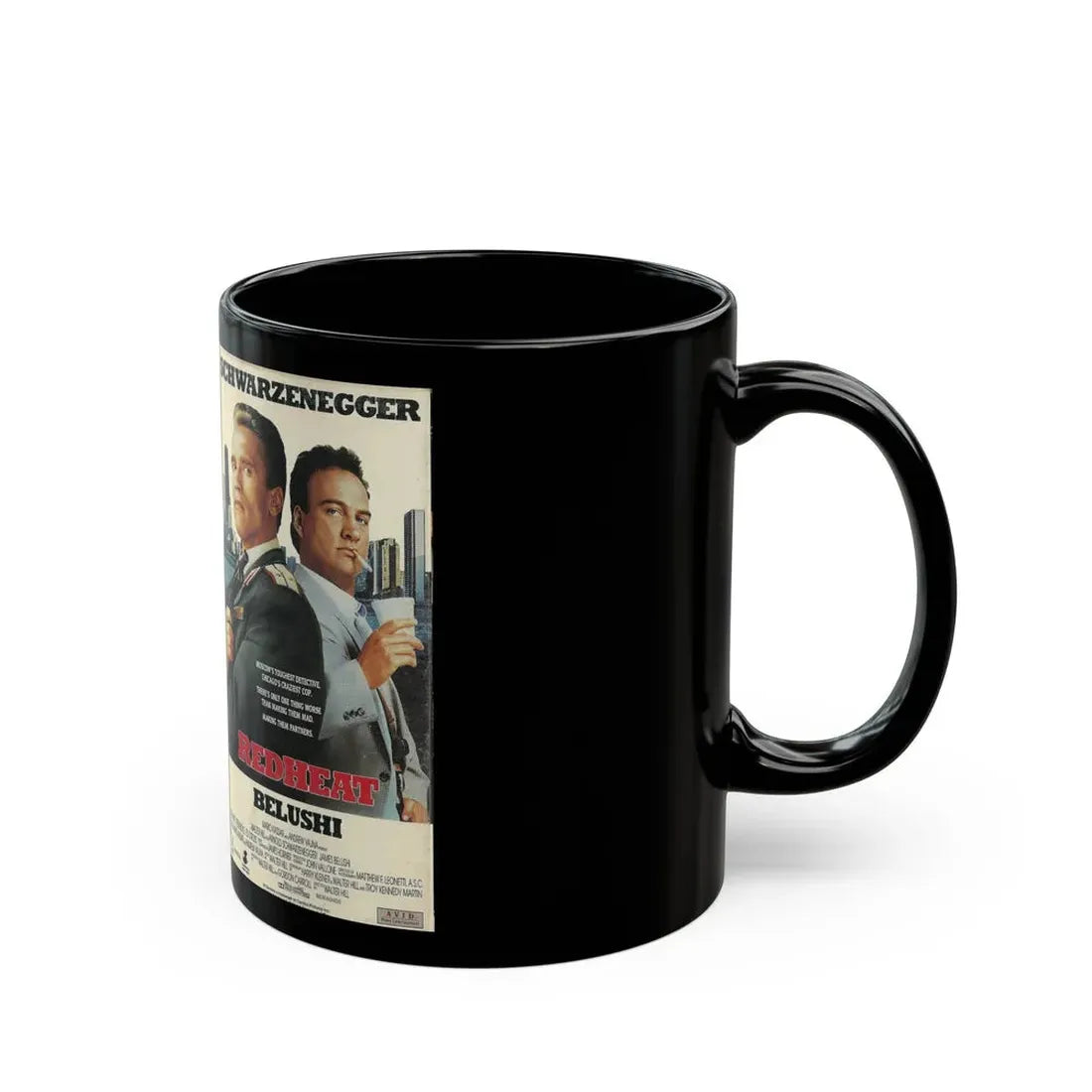 RED HEAT SCHWARZENEGGER (VHS COVER) - Black Coffee Mug - Go Mug Yourself