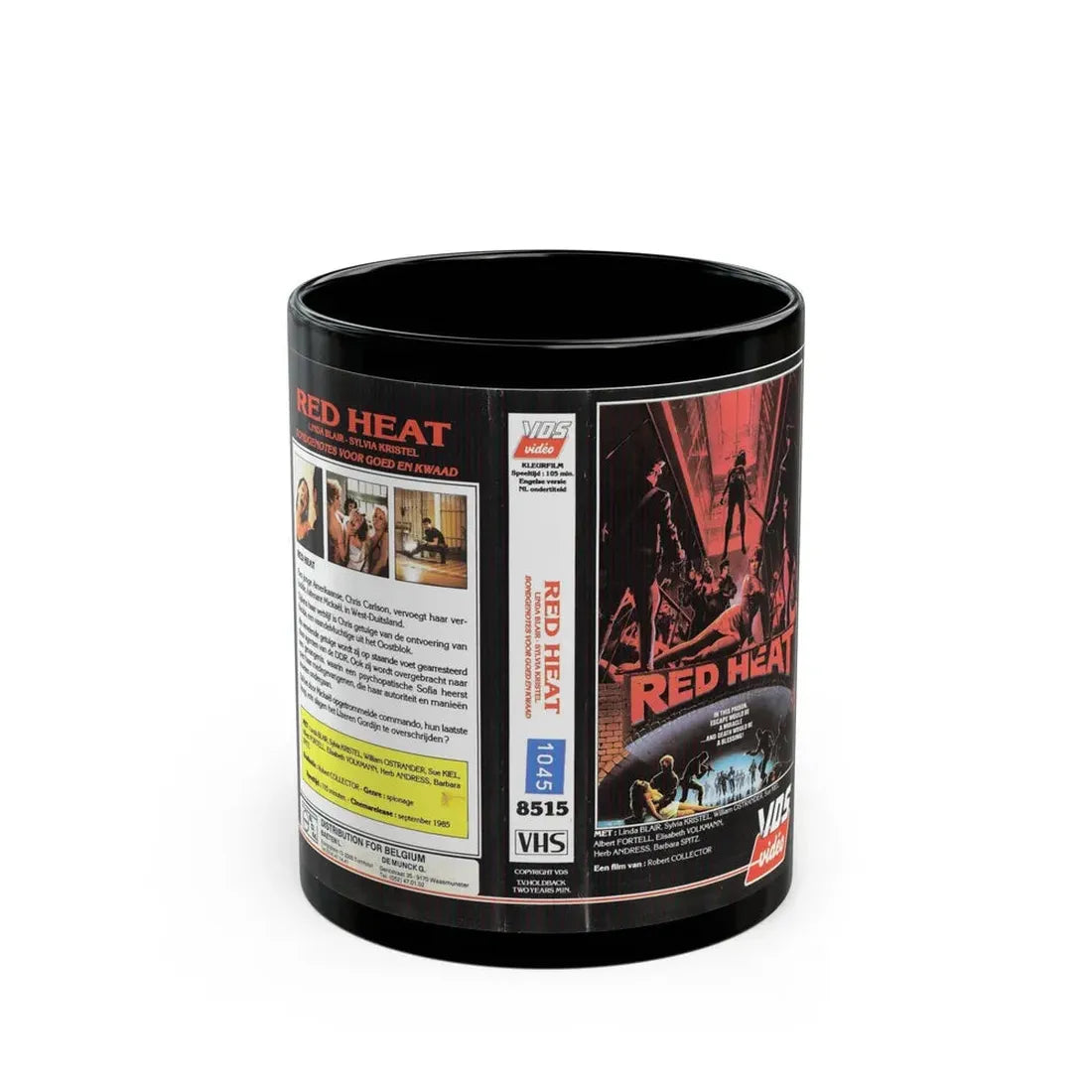 RED HEAT VDS VIDEO (VHS COVER) - Black Coffee Mug 11oz - Go Mug Yourself