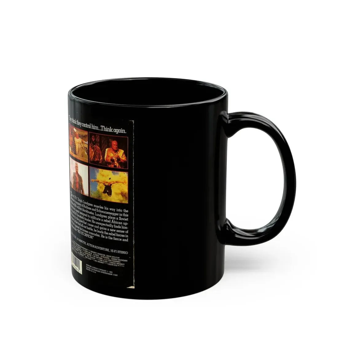 RED SCORPION DOLPH LUNDGREN (VHS COVER) - Black Coffee Mug - Go Mug Yourself
