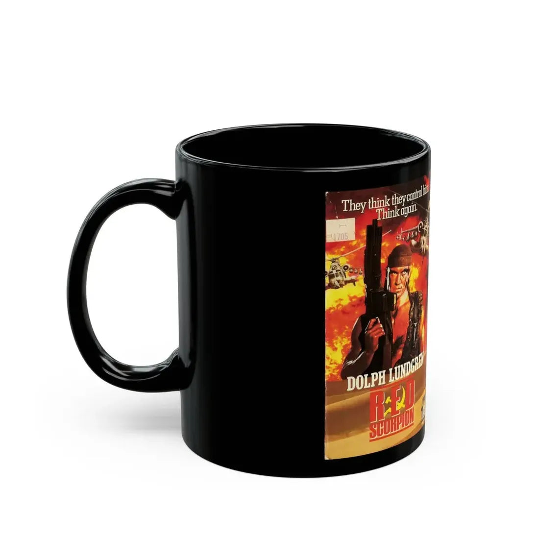 RED SCORPION DOLPH LUNDGREN (VHS COVER) - Black Coffee Mug - Go Mug Yourself