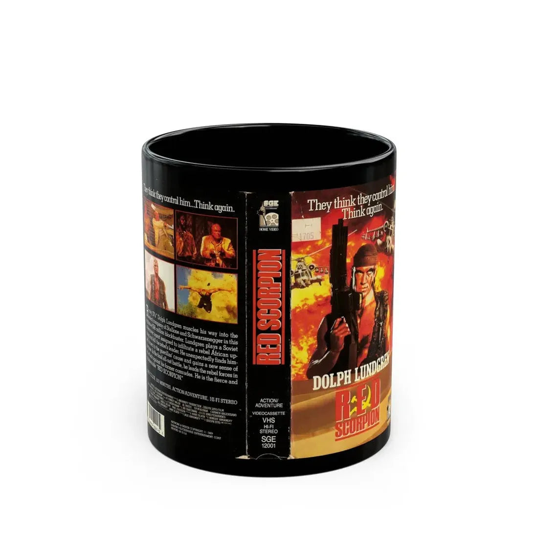 RED SCORPION (VHS COVER) - Black Coffee Mug 11oz - Go Mug Yourself