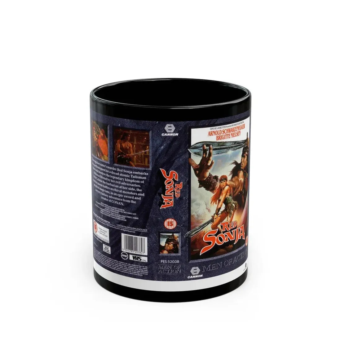 RED SONJA (VHS COVER) - Black Coffee Mug 11oz - Go Mug Yourself