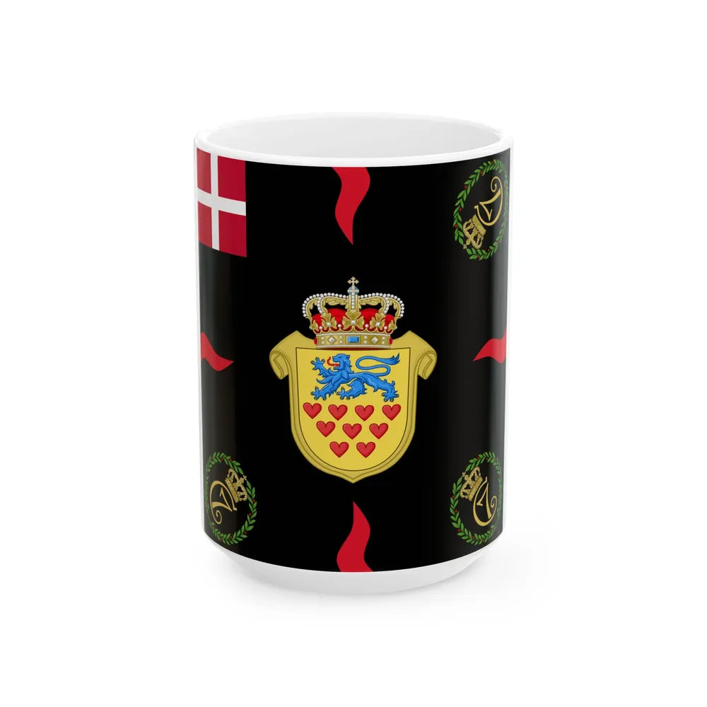 Regimental flag of 1st Jutland Infantry Regiment (Denmark) White Coffee Mug 15oz - Go Mug Yourself