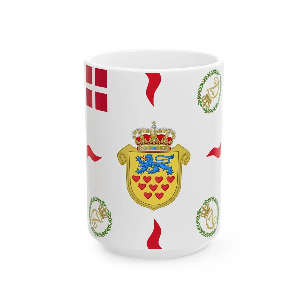 Regimental flag of 2nd Jutland Infantry Regiment (Denmark) White Coffee Mug 15oz - Go Mug Yourself