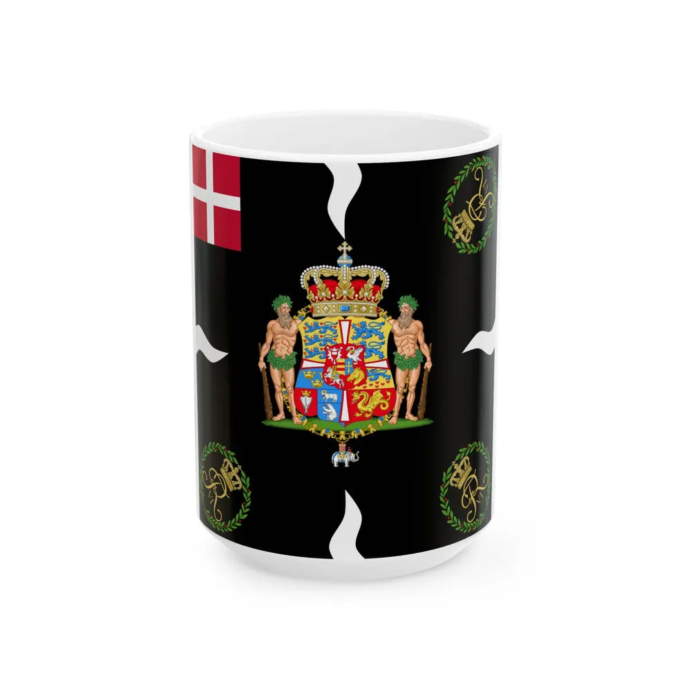 Regimental flag of 2nd Life regiment on Foot Denmark 1819-1842 (Denmark) White Coffee Mug 15oz - Go Mug Yourself