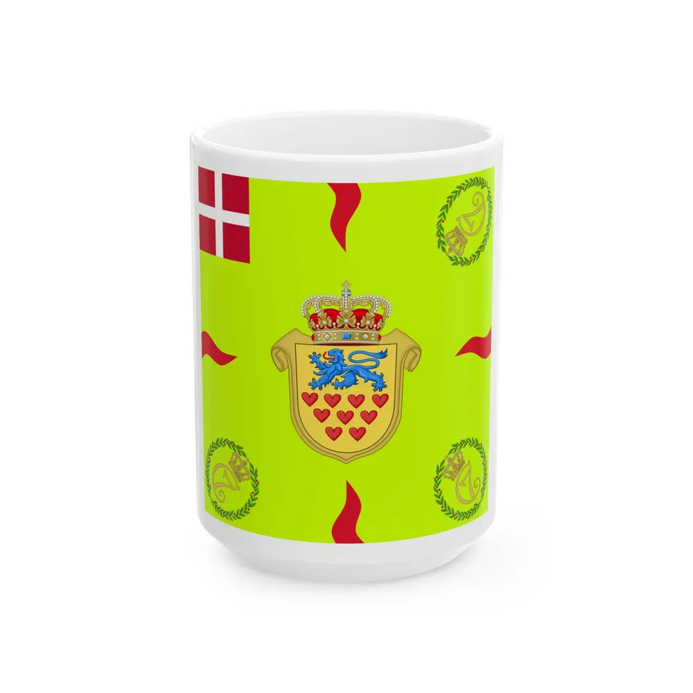 Regimental flag of Aarhus Infantry Regiment (Denmark) White Coffee Mug 15oz - Go Mug Yourself