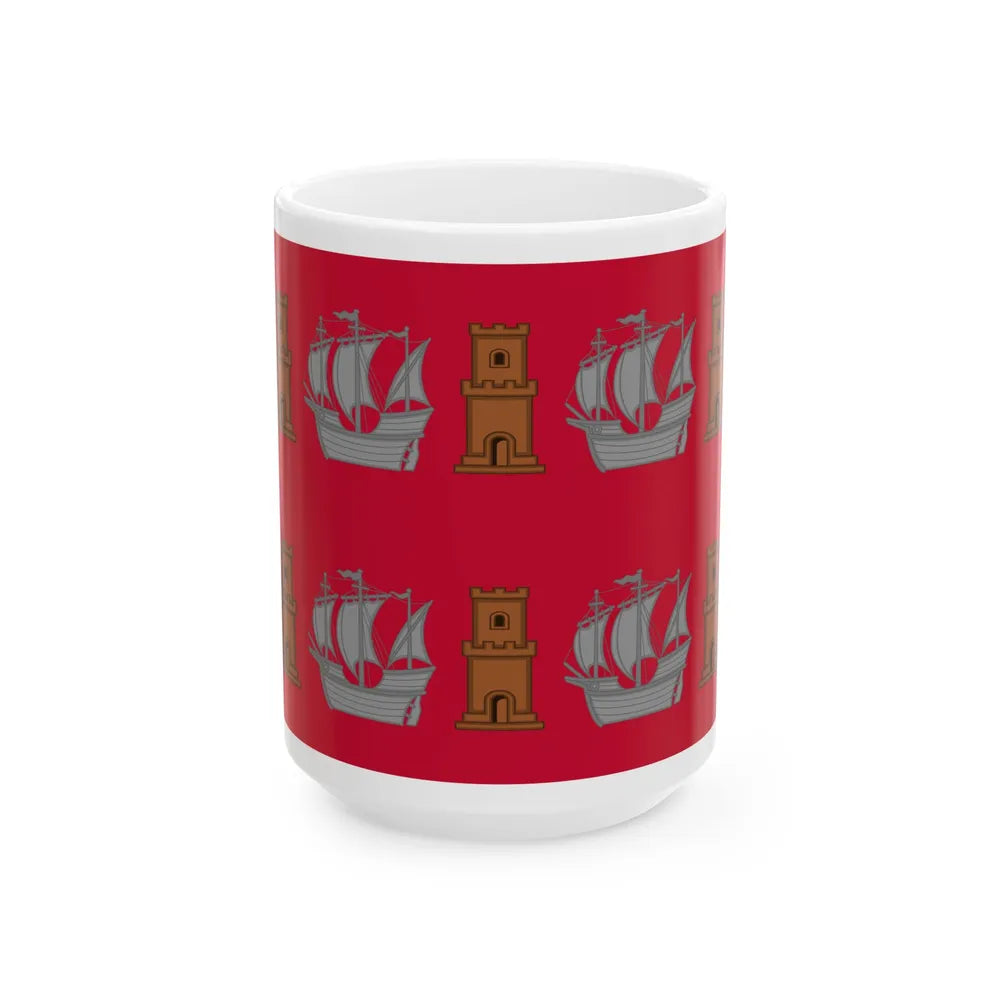 Regimental flag of Bornholm Infantry Regiment (Denmark) White Coffee Mug 15oz - Go Mug Yourself