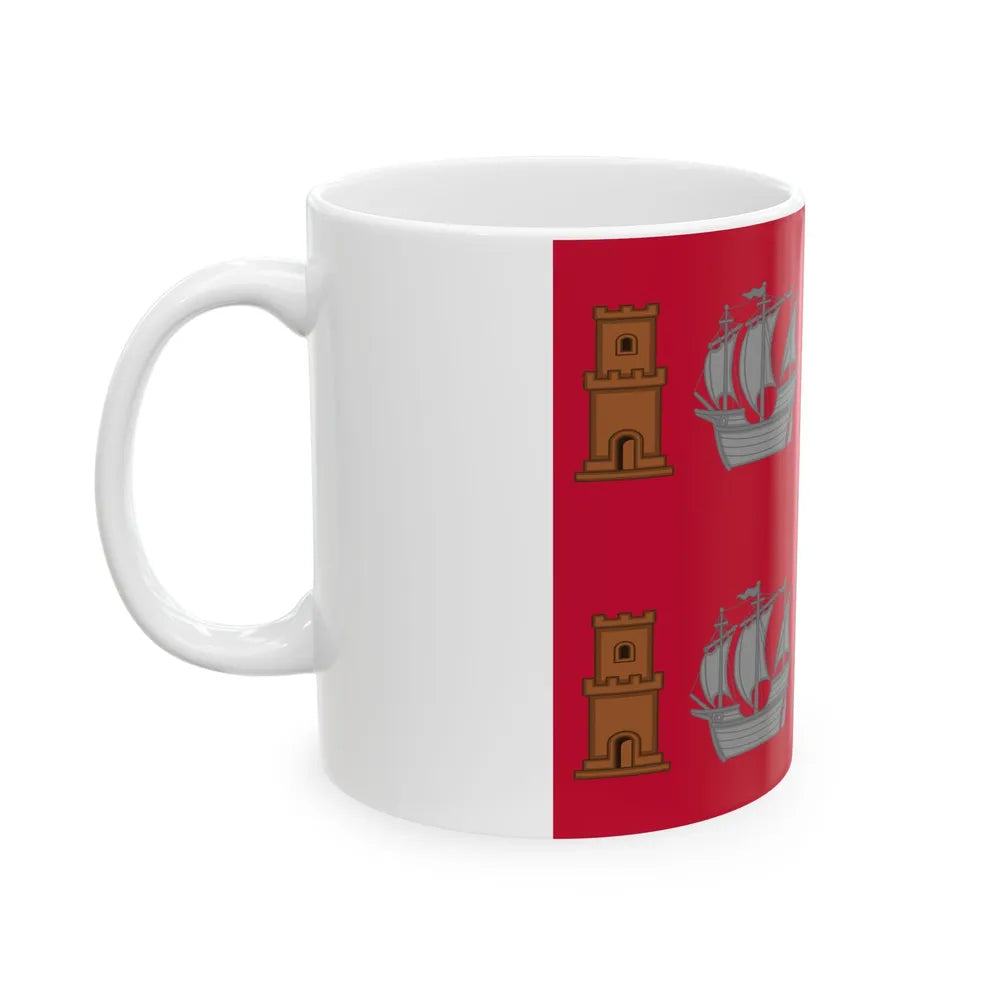 Regimental flag of Bornholm Infantry Regiment (Denmark) White Coffee Mug - Go Mug Yourself