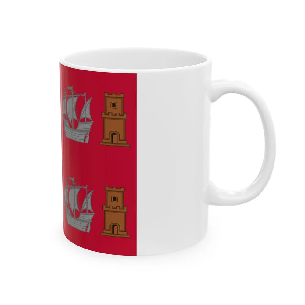 Regimental flag of Bornholm Infantry Regiment (Denmark) White Coffee Mug - Go Mug Yourself