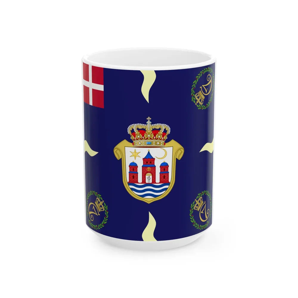 Regimental flag of Copenhagen Infantry Regiment (Denmark) White Coffee Mug 15oz - Go Mug Yourself