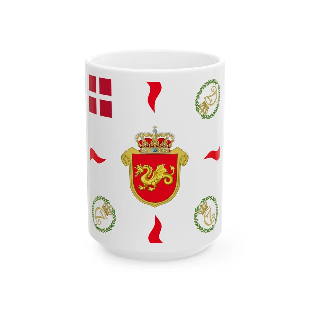 Regimental flag of Funen Infantry Regiment (Denmark) White Coffee Mug 15oz - Go Mug Yourself