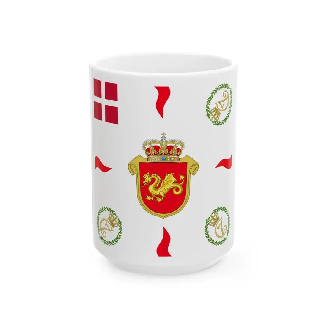 Regimental flag of Funen Infantry Regiment (Denmark) White Coffee Mug 15oz - Go Mug Yourself