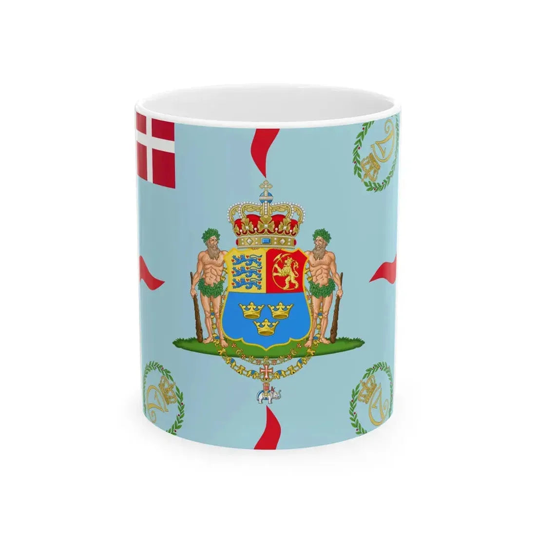 Regimental flag of Kings Regiment Denmark (Denmark) White Coffee Mug 11oz - Go Mug Yourself
