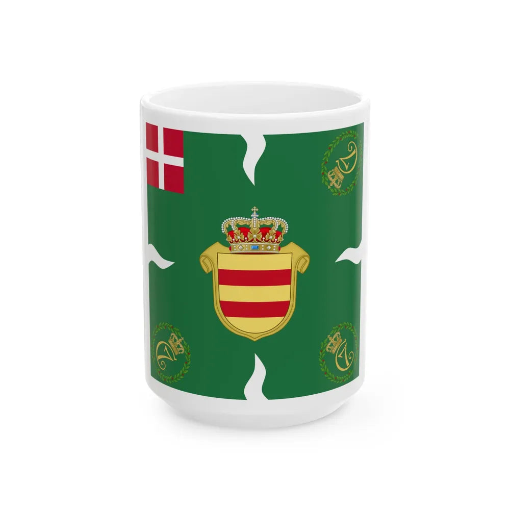 Regimental flag of Oldenburg Infantry Regiment (Denmark) White Coffee Mug 15oz - Go Mug Yourself