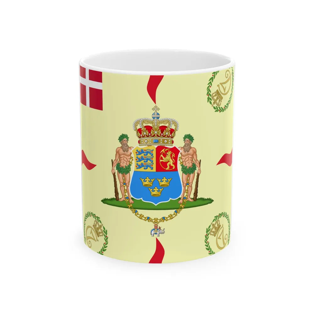 Regimental flag of Prince Frederiks Armed Infantry Regiment (Denmark) White Coffee Mug 11oz - Go Mug Yourself