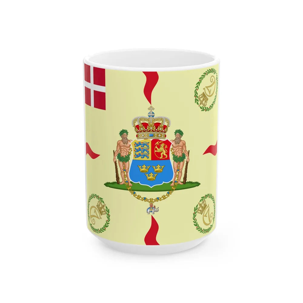 Regimental flag of Prince Frederiks Armed Infantry Regiment (Denmark) White Coffee Mug 15oz - Go Mug Yourself