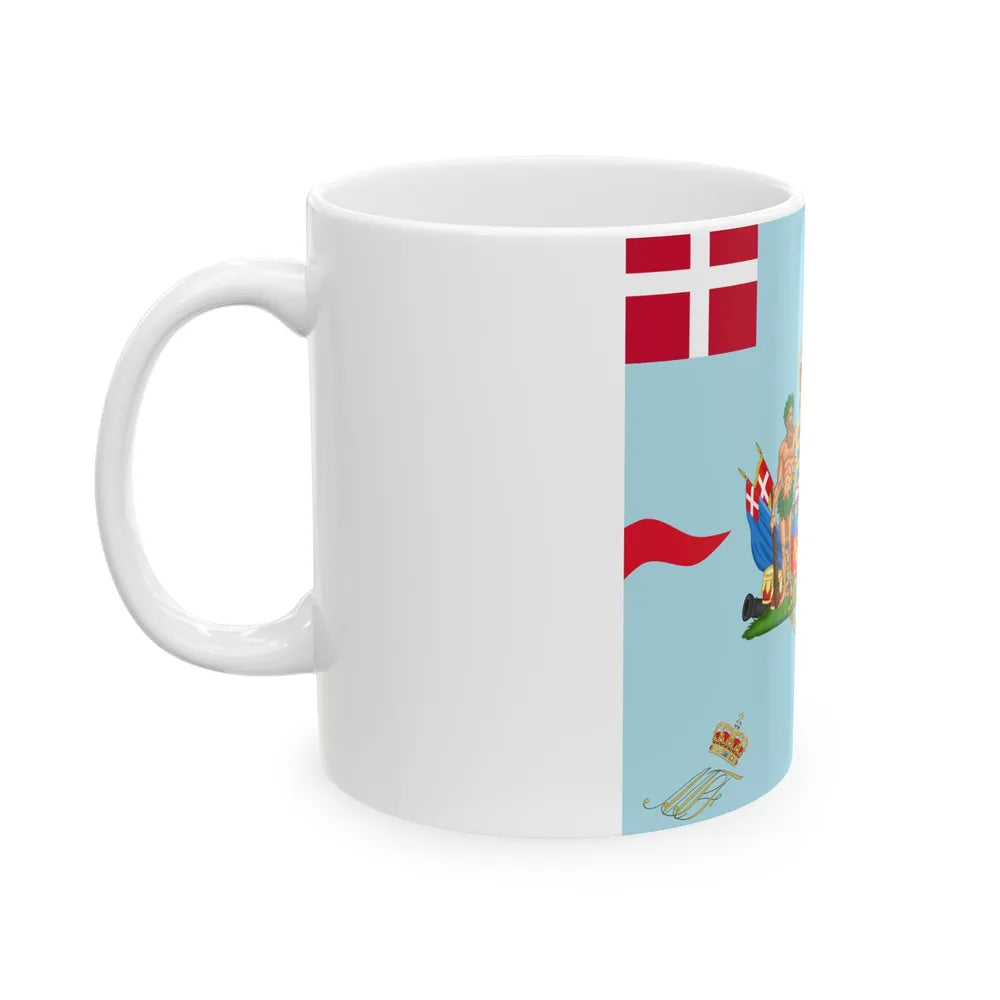 Regimental flag of Queens Regiment of Foot Denmark (Denmark) White Coffee Mug - Go Mug Yourself