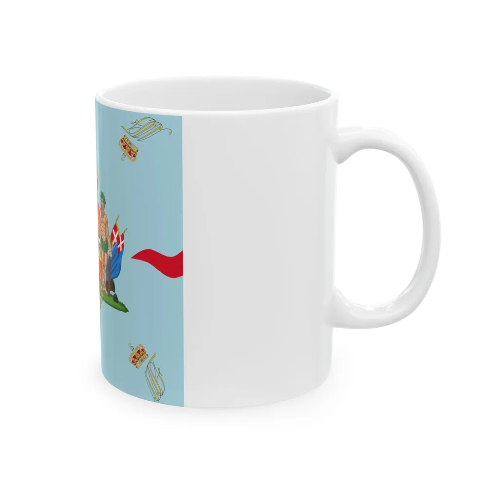 Regimental flag of Queens Regiment of Foot Denmark (Denmark) White Coffee Mug - Go Mug Yourself