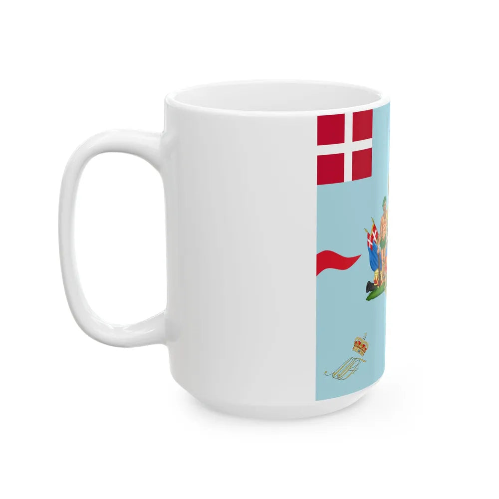 Regimental flag of Queens Regiment of Foot Denmark (Denmark) White Coffee Mug - Go Mug Yourself