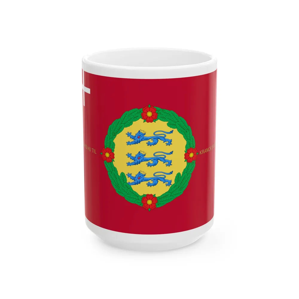 Regimental flag of Zealand National Regiment of foot (Denmark) White Coffee Mug 15oz - Go Mug Yourself