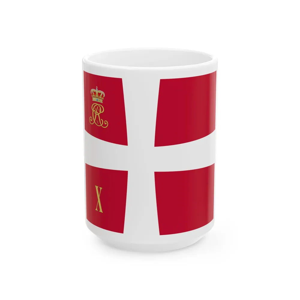 Regimental standard of 10 Battalion of Denmark 1912-1947 (Denmark) White Coffee Mug 15oz - Go Mug Yourself