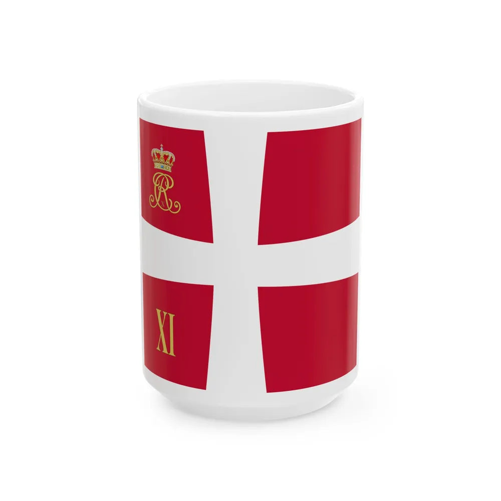 Regimental standard of 11 Battalion of Denmark 1912-1947 (Denmark) White Coffee Mug 15oz - Go Mug Yourself