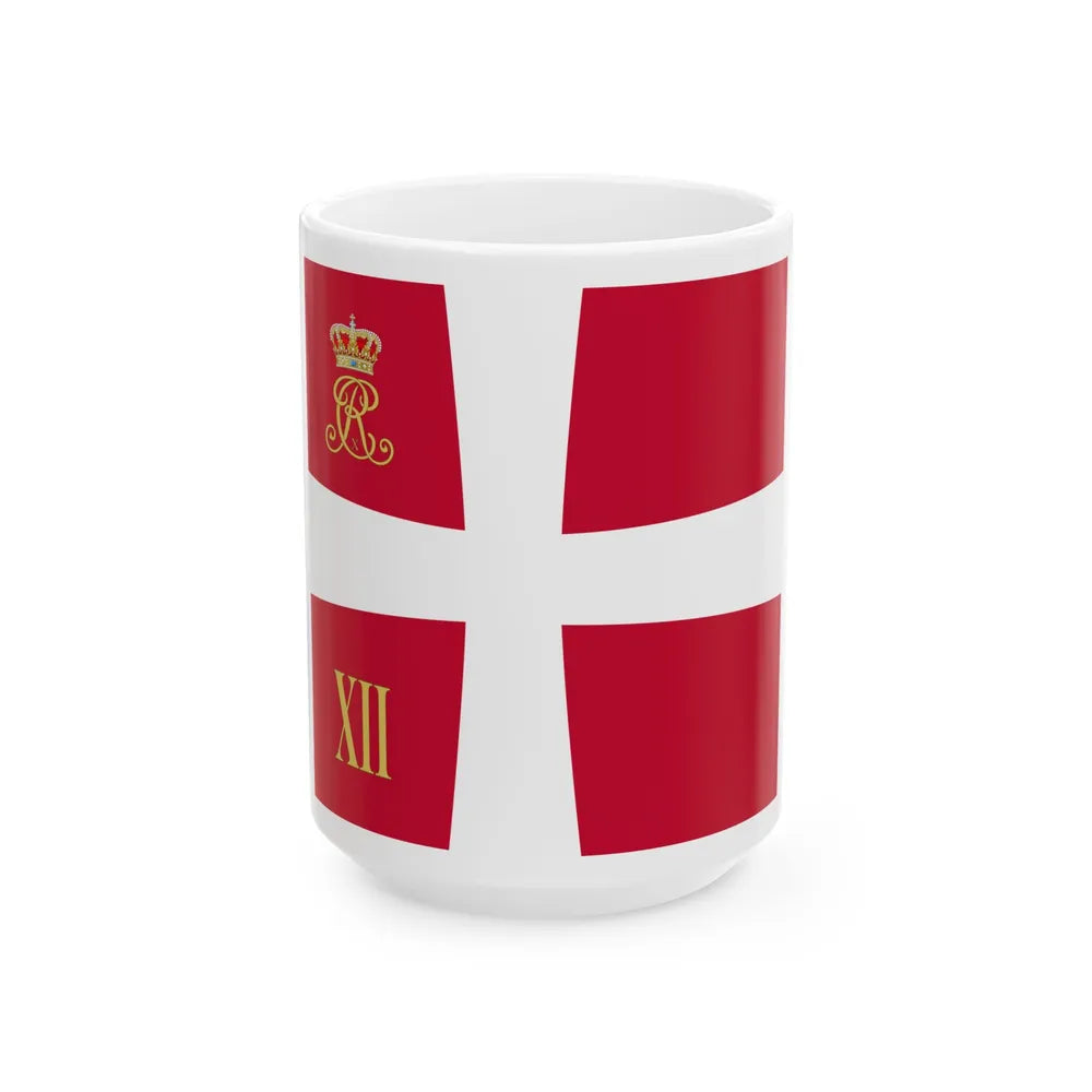 Regimental standard of 12 Battalion of Denmark 1912-1947 (Denmark) White Coffee Mug 15oz - Go Mug Yourself