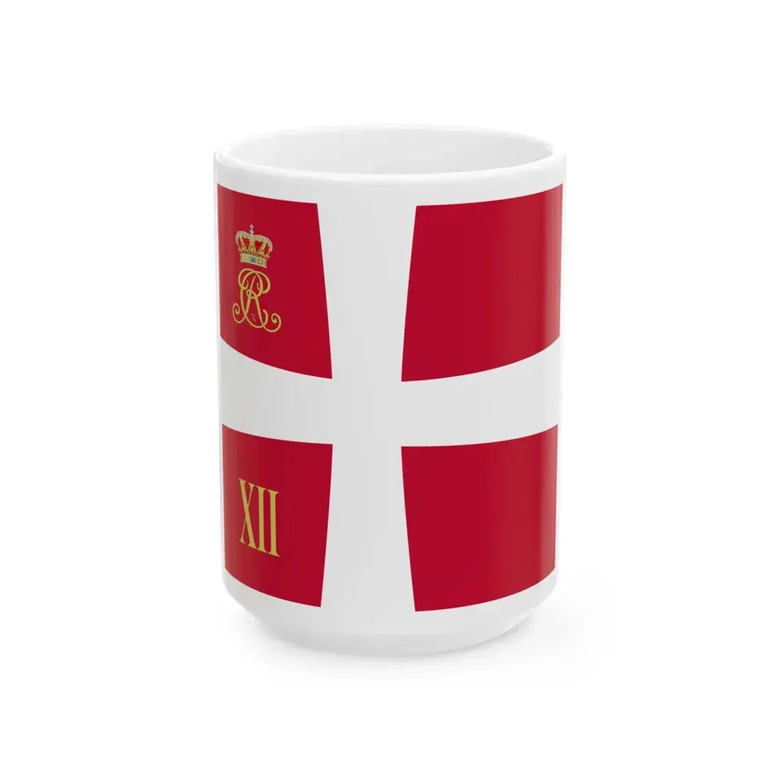 Regimental standard of 12 Battalion of Denmark 1912-1947 (Denmark) White Coffee Mug 15oz - Go Mug Yourself
