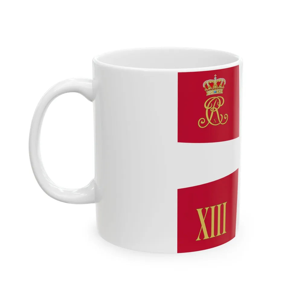 Regimental standard of 13 Battalion of Denmark 1912-1947 (Denmark) White Coffee Mug - Go Mug Yourself