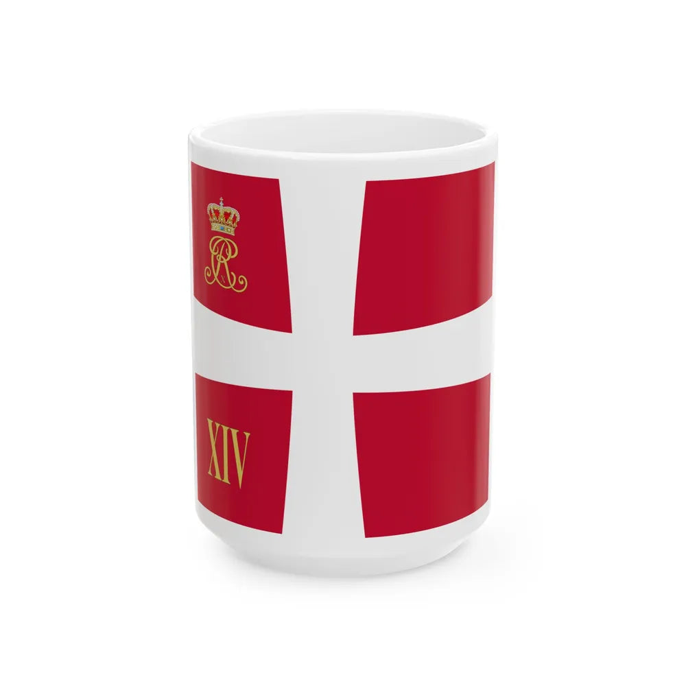 Regimental standard of 14 Battalion of Denmark 1912-1947 (Denmark) White Coffee Mug 15oz - Go Mug Yourself
