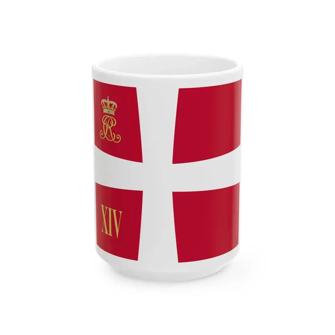 Regimental standard of 14 Battalion of Denmark 1912-1947 (Denmark) White Coffee Mug 15oz - Go Mug Yourself