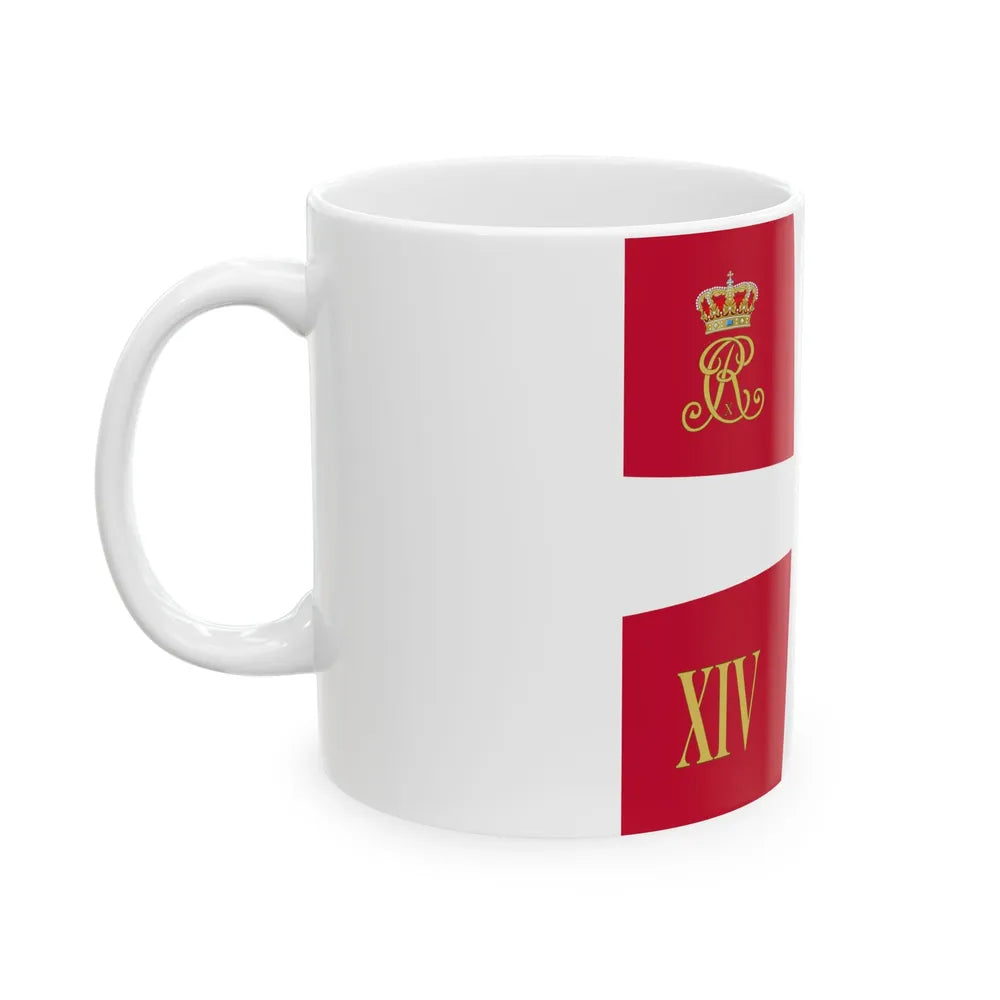 Regimental standard of 14 Battalion of Denmark 1912-1947 (Denmark) White Coffee Mug - Go Mug Yourself
