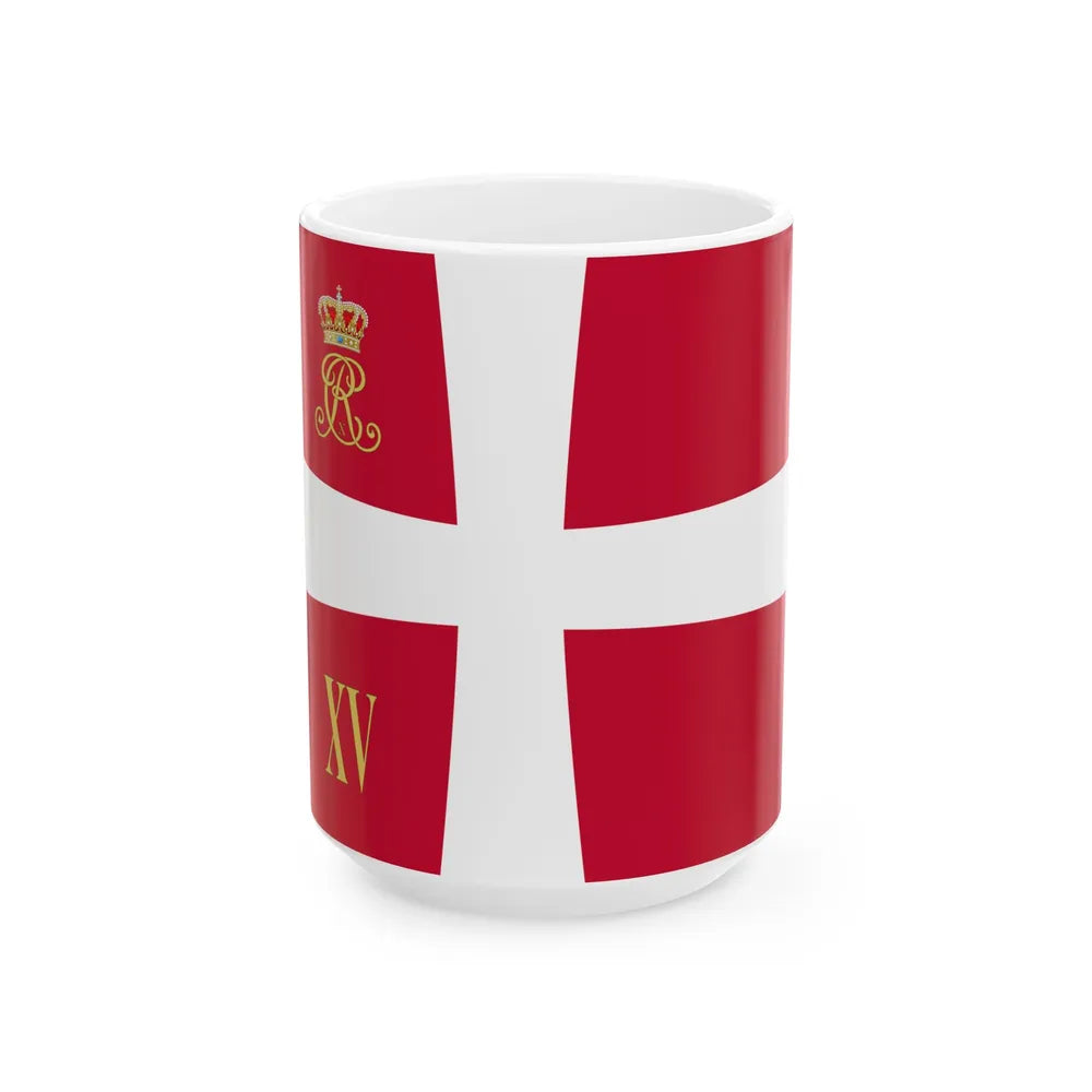 Regimental standard of 15 Battalion of Denmark 1912-1947 (Denmark) White Coffee Mug 15oz - Go Mug Yourself