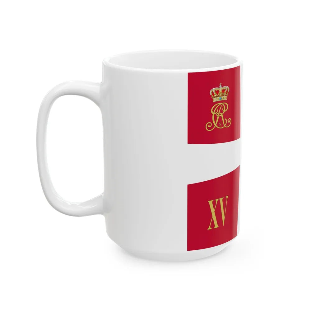 Regimental standard of 15 Battalion of Denmark 1912-1947 (Denmark) White Coffee Mug - Go Mug Yourself