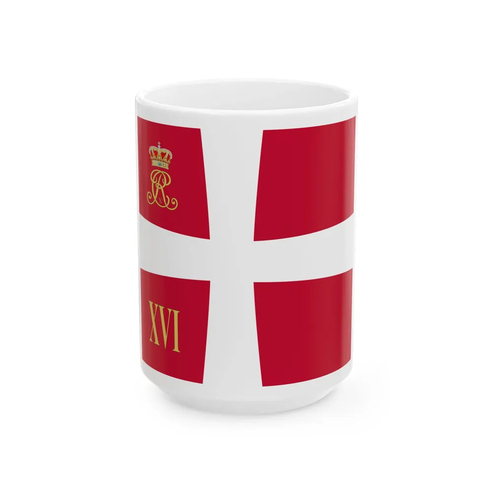 Regimental standard of 16 Battalion of Denmark 1912-1947 (Denmark) White Coffee Mug 15oz - Go Mug Yourself