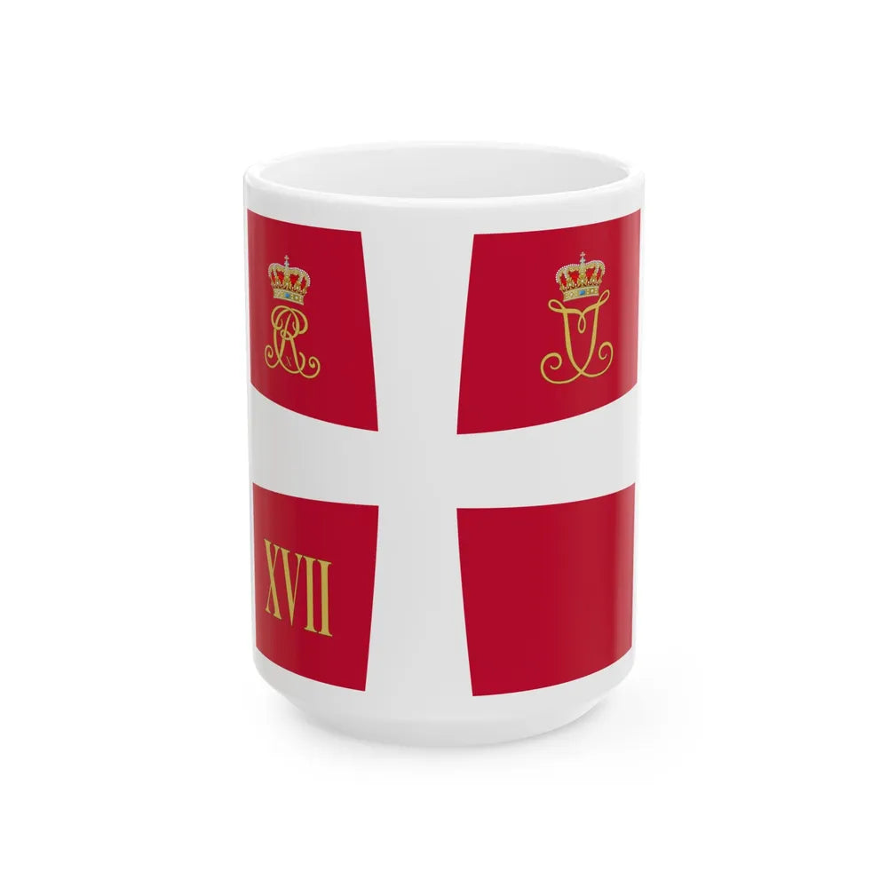 Regimental standard of 17 Battalion of Denmark 1912-1947 (Denmark) White Coffee Mug 15oz - Go Mug Yourself