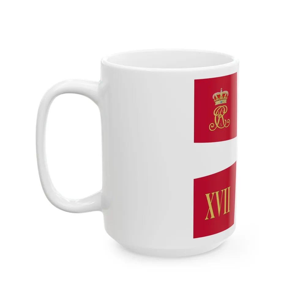 Regimental standard of 17 Battalion of Denmark 1912-1947 (Denmark) White Coffee Mug - Go Mug Yourself