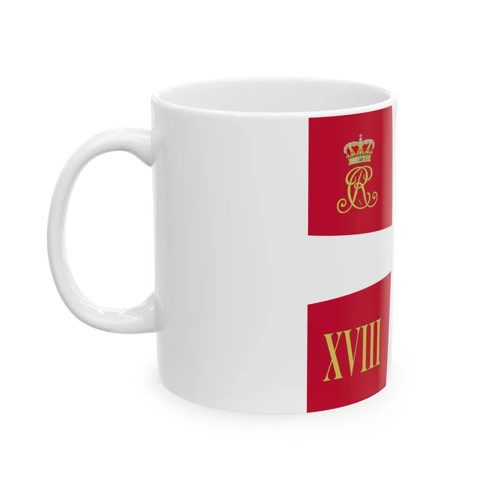 Regimental standard of 18 Battalion of Denmark 1912-1947 (Denmark) White Coffee Mug - Go Mug Yourself