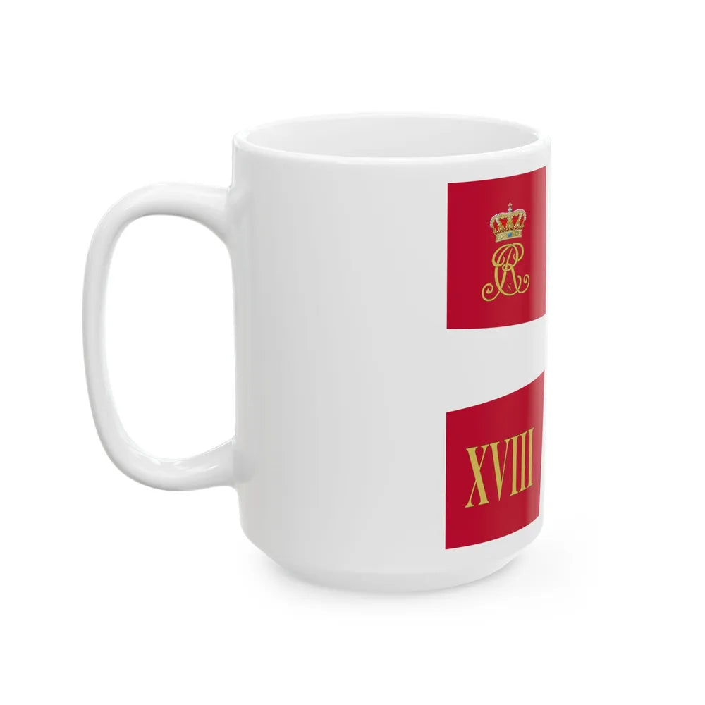 Regimental standard of 18 Battalion of Denmark 1912-1947 (Denmark) White Coffee Mug - Go Mug Yourself